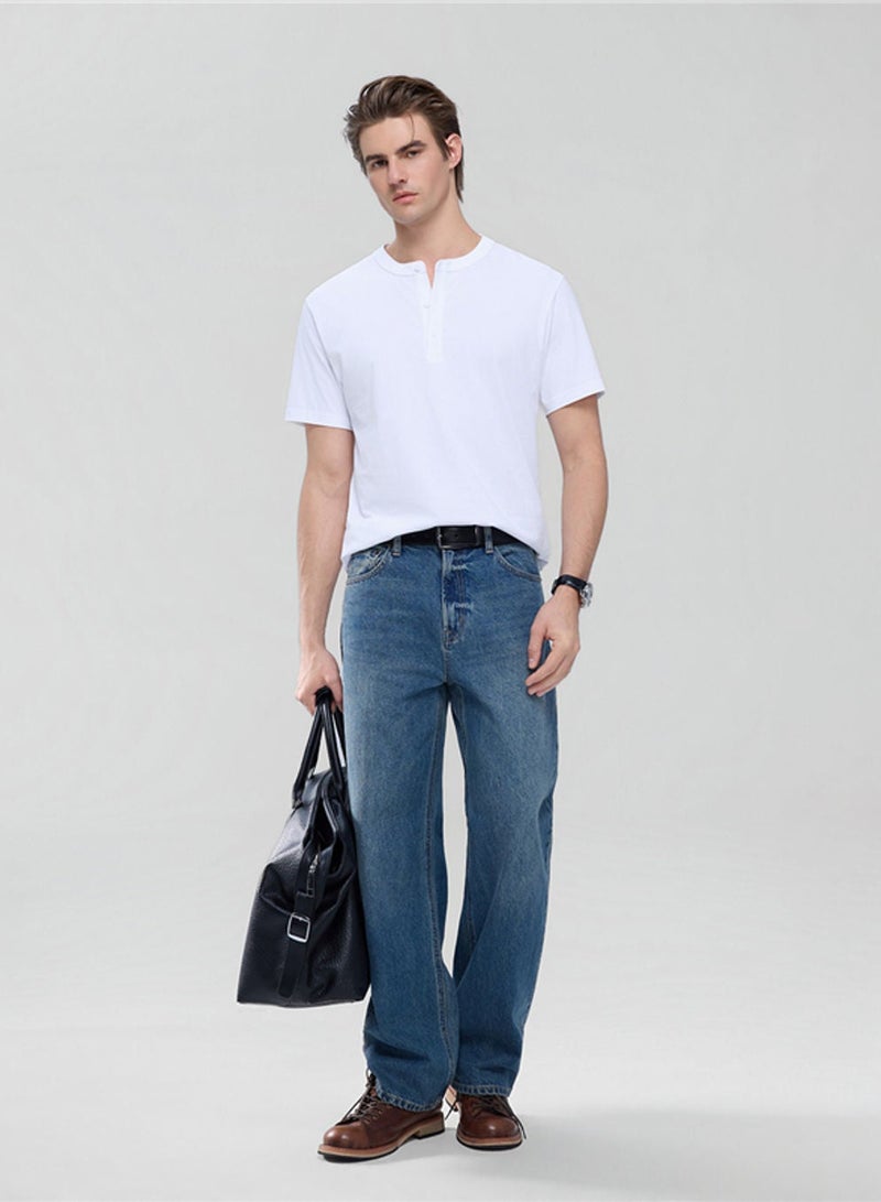 GIORDANO Men’s Slim Henley Short-Sleeve Button Front Tee - Image 2